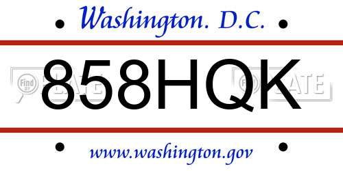 858HQK District Of Columbia License Plate