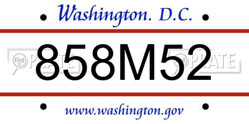 858M52 District Of Columbia License Plate