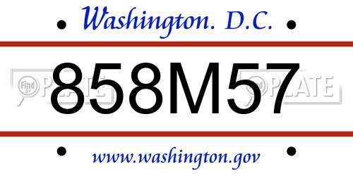 858M57 District Of Columbia License Plate