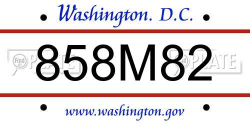 858M82 District Of Columbia License Plate