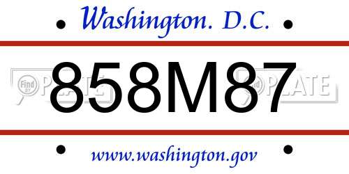 858M87 District Of Columbia License Plate