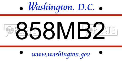858MB2 District Of Columbia License Plate