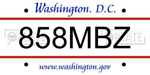 858MBZ District Of Columbia License Plate