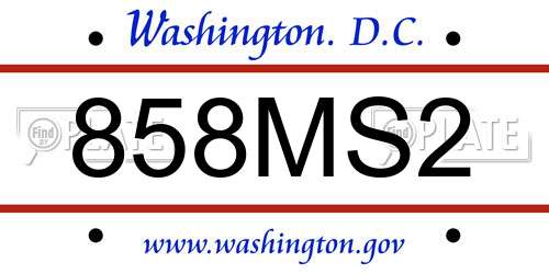 858MS2 District Of Columbia License Plate