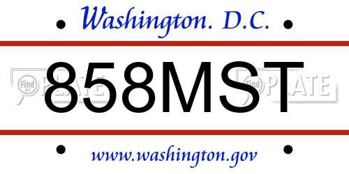 858MST District Of Columbia License Plate
