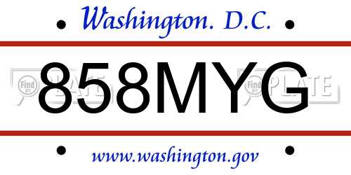 858MYG District Of Columbia License Plate