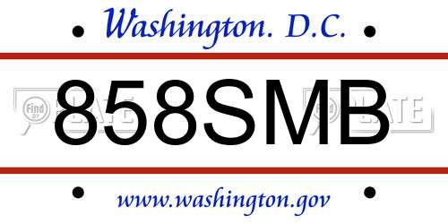 858SMB District Of Columbia License Plate
