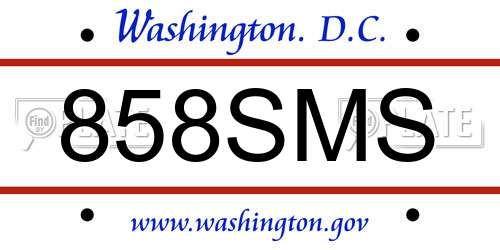 858SMS District Of Columbia License Plate