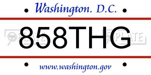 858THG District Of Columbia License Plate