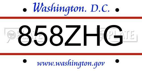 858ZHG District Of Columbia License Plate