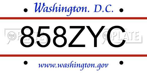 858ZYC District Of Columbia License Plate