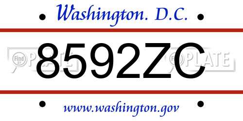 8592ZC District Of Columbia License Plate
