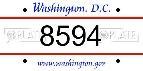 8594 District Of Columbia License Plate
