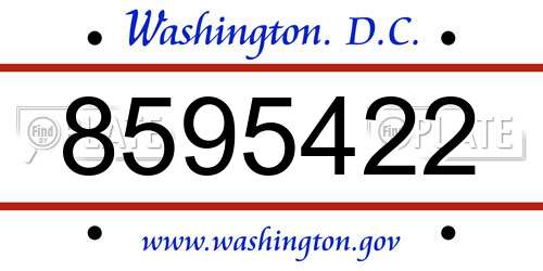8595422 District Of Columbia License Plate