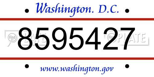 8595427 District Of Columbia License Plate