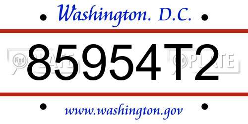 85954T2 District Of Columbia License Plate