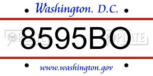 8595BO District Of Columbia License Plate