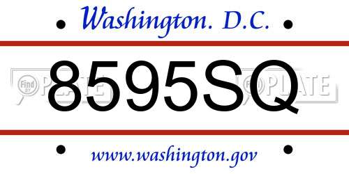 8595SQ District Of Columbia License Plate