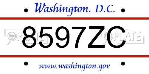 8597ZC District Of Columbia License Plate