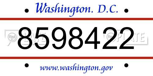 8598422 District Of Columbia License Plate