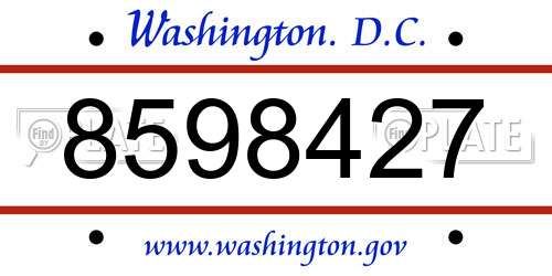 8598427 District Of Columbia License Plate