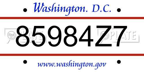 85984Z7 District Of Columbia License Plate