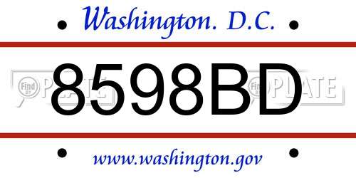 8598BD District Of Columbia License Plate