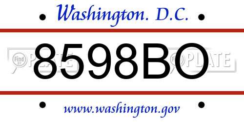 8598BO District Of Columbia License Plate