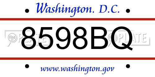 8598BQ District Of Columbia License Plate