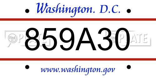 859A30 District Of Columbia License Plate