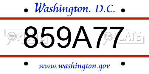 859A77 District Of Columbia License Plate