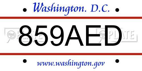 859AED District Of Columbia License Plate
