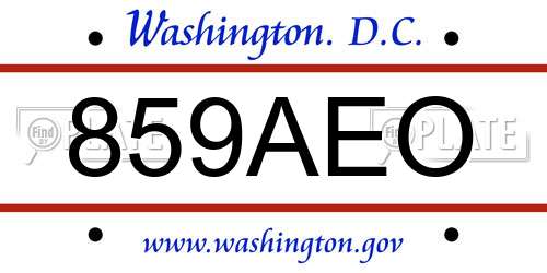 859AEO District Of Columbia License Plate