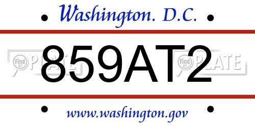 859AT2 District Of Columbia License Plate