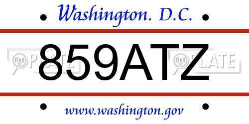 859ATZ District Of Columbia License Plate