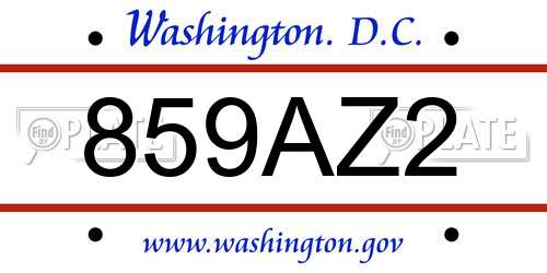 859AZ2 District Of Columbia License Plate