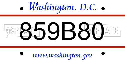 859B80 District Of Columbia License Plate