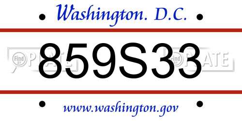 859S33 District Of Columbia License Plate