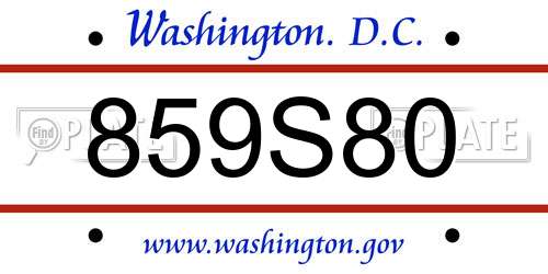859S80 District Of Columbia License Plate