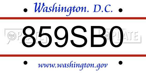 859SB0 District Of Columbia License Plate