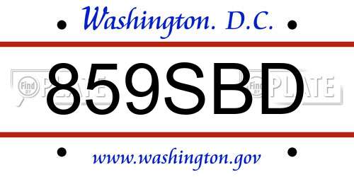 859SBD District Of Columbia License Plate
