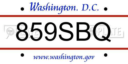 859SBQ District Of Columbia License Plate