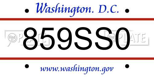 859SS0 District Of Columbia License Plate