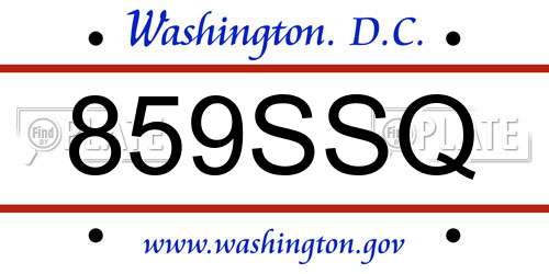 859SSQ District Of Columbia License Plate