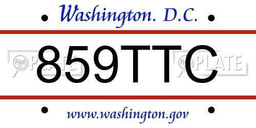 859TTC District Of Columbia License Plate