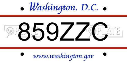 859ZZC District Of Columbia License Plate