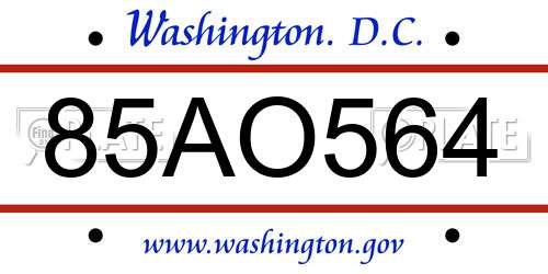 85AO564 District Of Columbia License Plate
