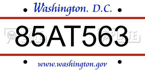 85AT563 District Of Columbia License Plate