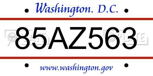 85AZ563 District Of Columbia License Plate
