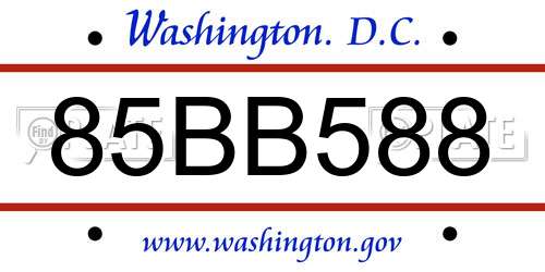 85BB588 District Of Columbia License Plate